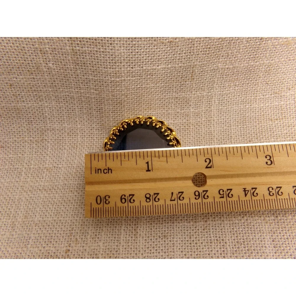 Vintage Blue Crystal Faceted Round Brooch Made in Austria